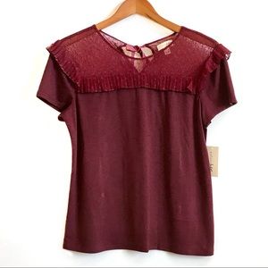 Maison Jules Mesh Collar Maroon Size M